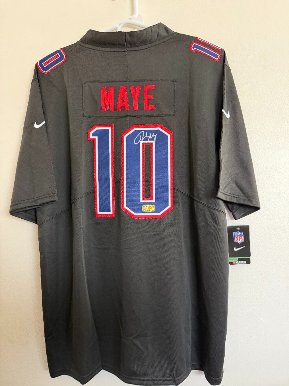 DRAKE MAYE SIGNED NEW ENGLAND PATRIOTS AUTOGRAPHED NIKE JERSEY W/COA - XL 18-1